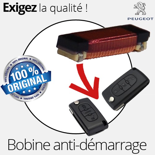Bobine antenne transpondeur anti-démarrage clé pliante Peugeot 207, 307,  308, 407
